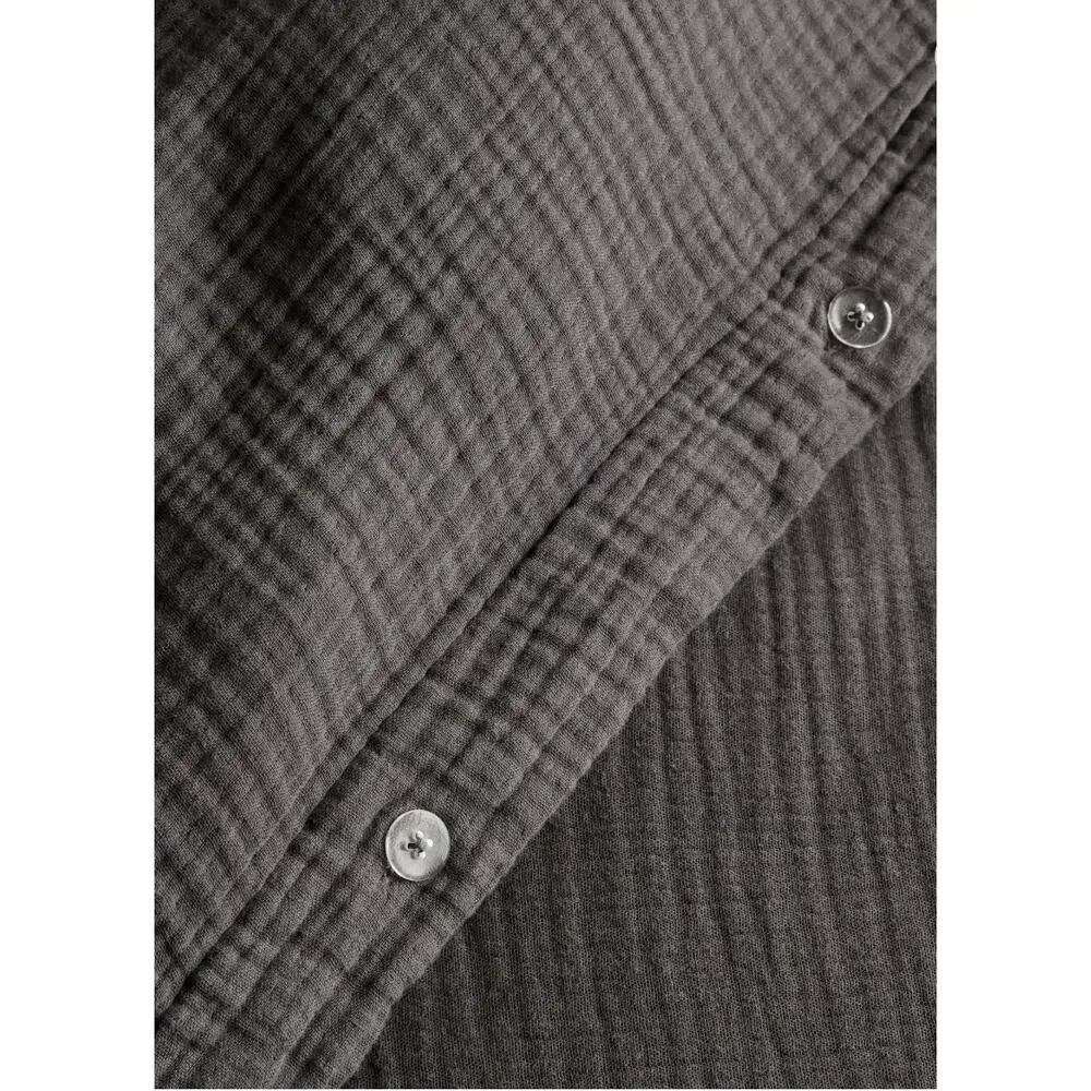 QUINCE KING/CAL KING Organic Cotton Gauze Duvet Cover Set CHARCOAL